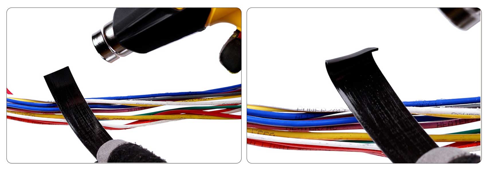 加熱膠帶的一端，直到它卷曲